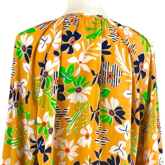 Cabi Blouse V-neck Popover Long Sleeve Peach Multi Mod Floral Women’s Size Large - Picture 8 of 12